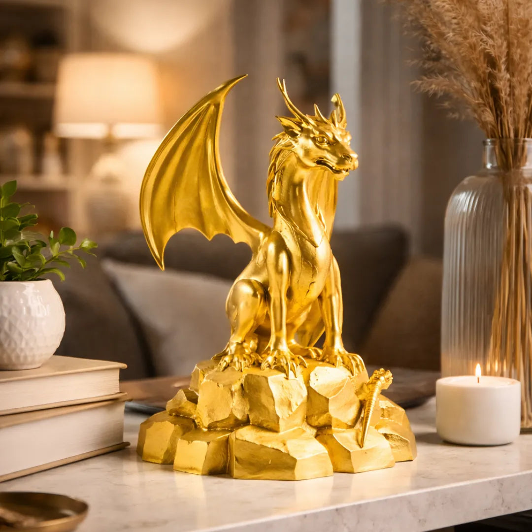 Golden Aegis – Luxury Dragon Sculpture