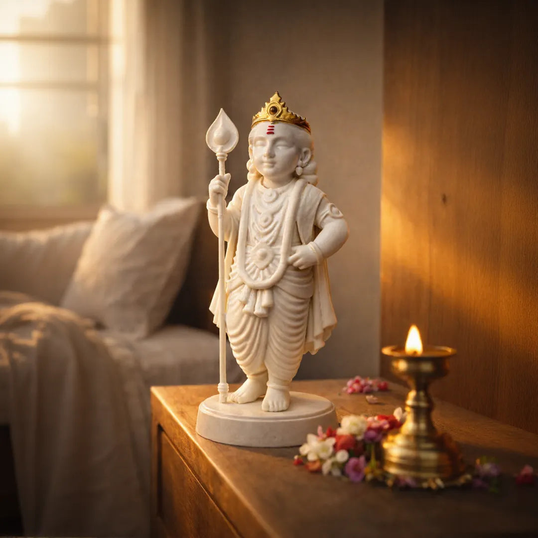 Divine Murugan Luxury Idol (Vel Murugan with Golden Crown)