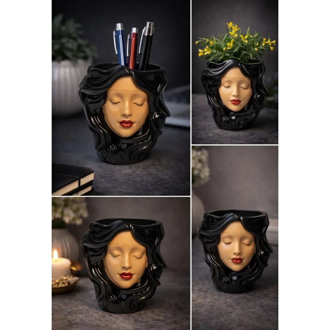 Noir Goddess – Luxury Face Planter & Desk Organizer