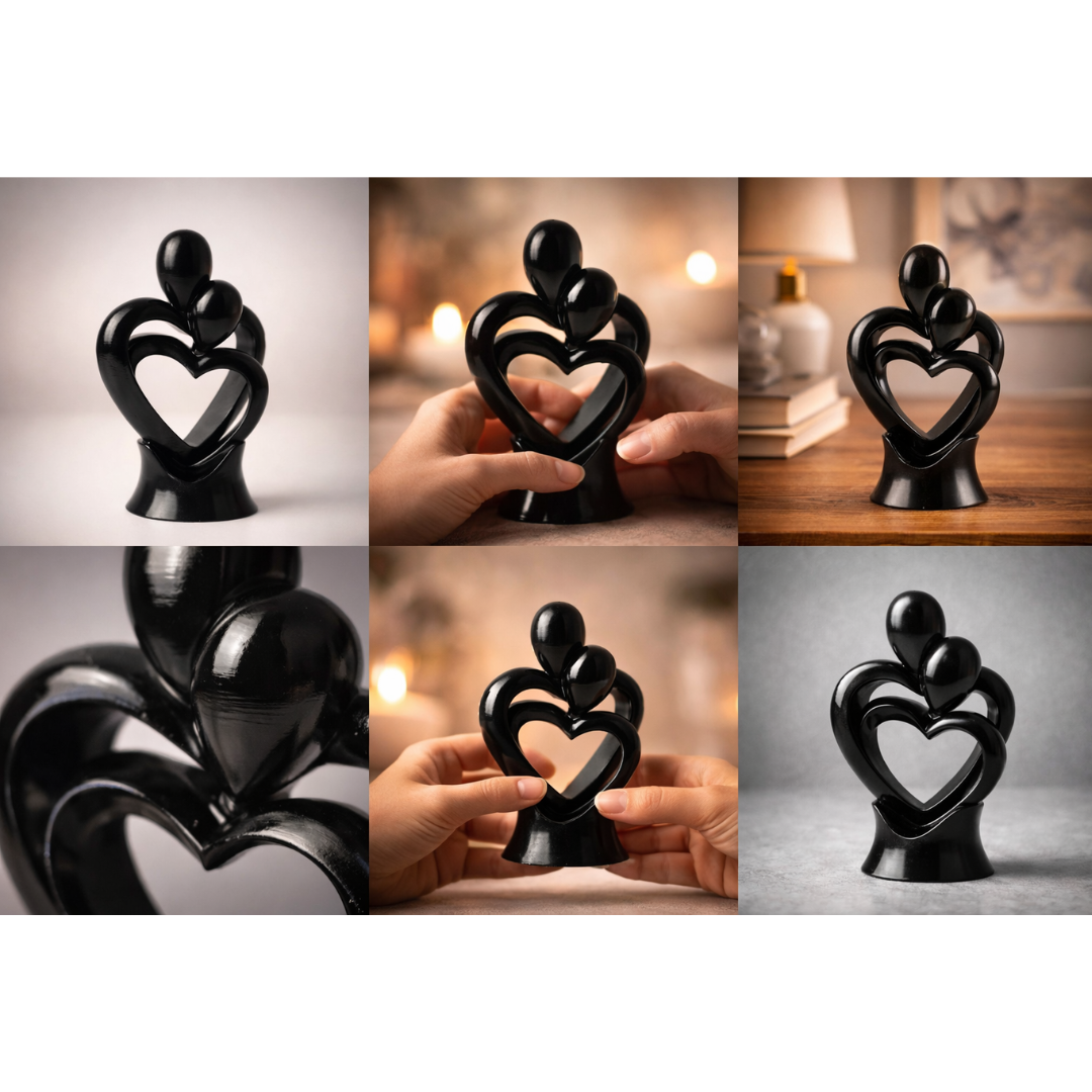 Eternal Bond Abstract Couple Heart Sculpture