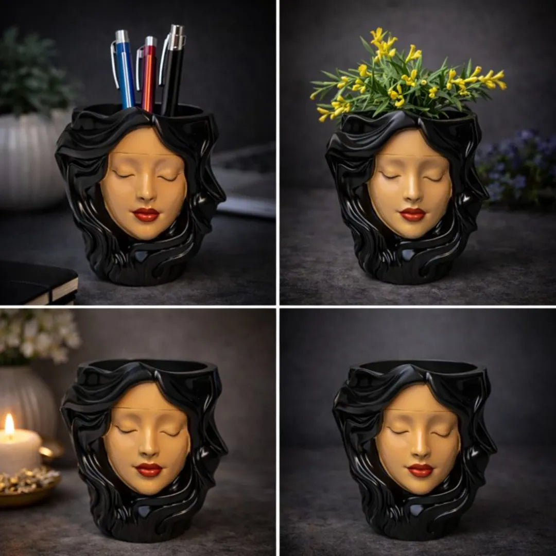 Noir Goddess – Luxury Face Planter & Desk Organizer