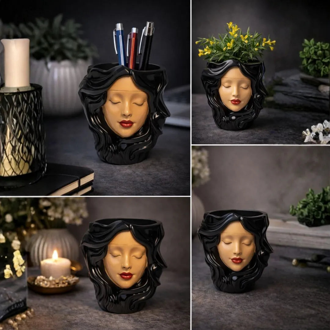 Noir Goddess – Luxury Face Planter & Desk Organizer